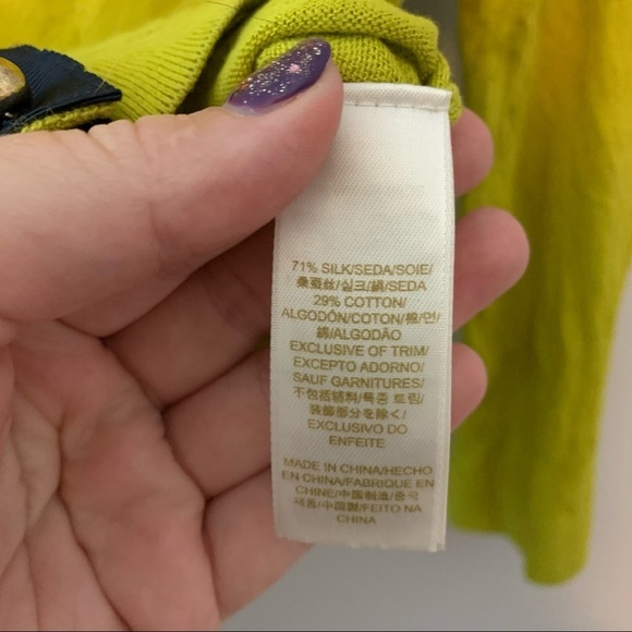 Women’s Kate Spade green silk blend button front Jeremy cardigan sweater size XS - Picture 6 of 8